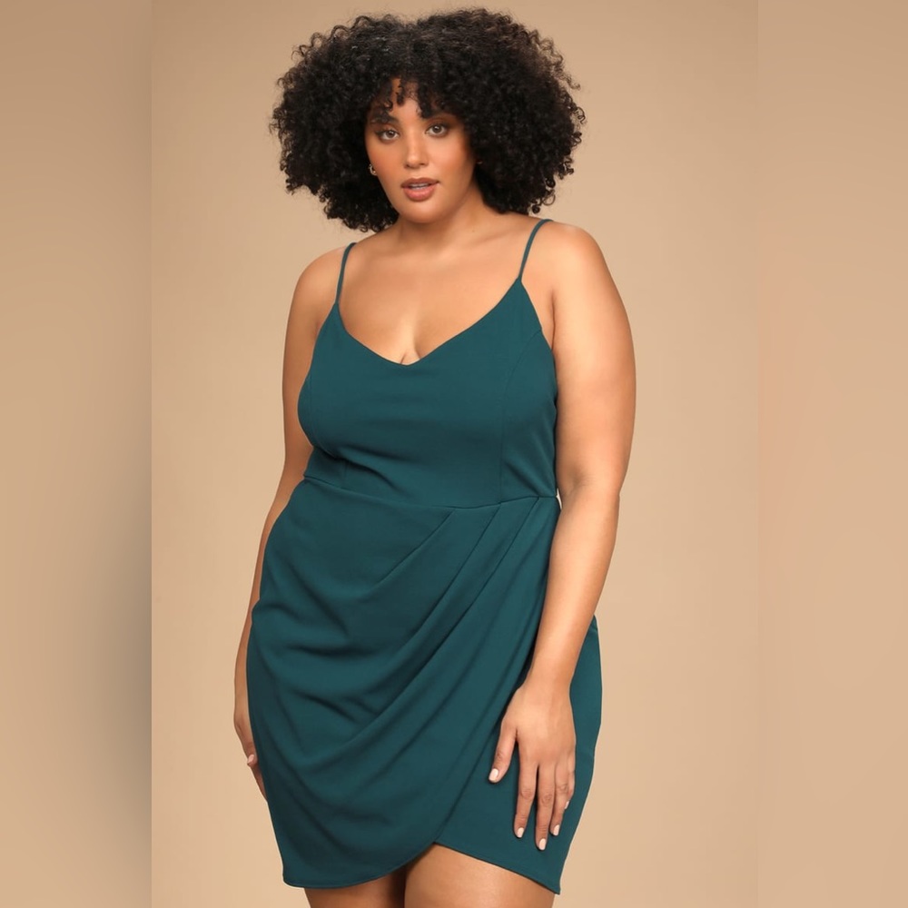 Lulu's Forever Your Girl Teal Blue Bodycon Dress Womens size 1X
